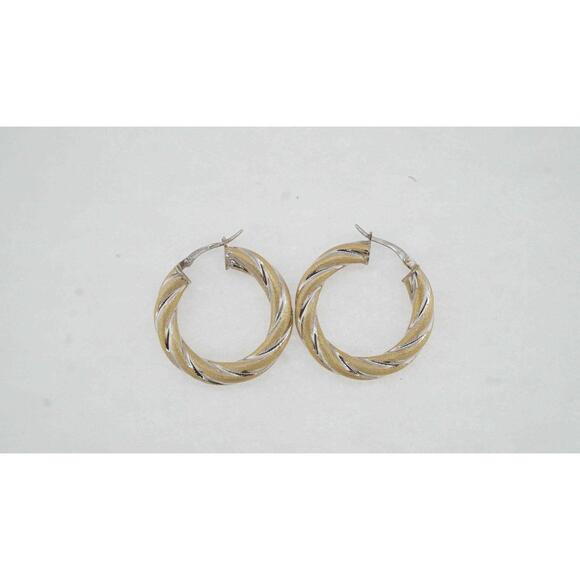 Estate Sale 14k Multi-Tone Gold Hoop Earrings 6.30g - Vintage Fine Jewelry
